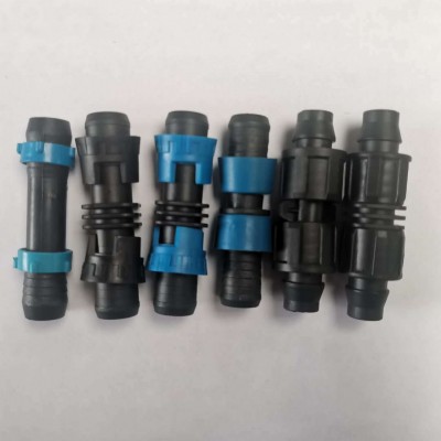 廠家供應雙鎖母直接 16mm滴灌帶接頭滴灌頭拉環直通 雙鎖母直接