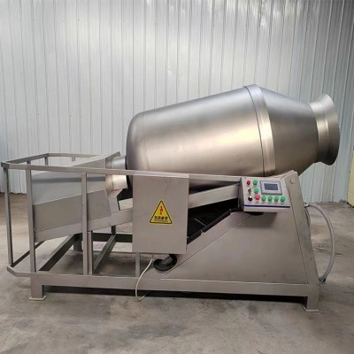 商用滾筒式變頻攪拌腌肉機(jī) 全自動(dòng)肉餡傾斜到料液壓真空滾揉機(jī)