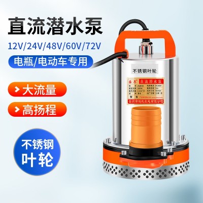 直流高揚程潛水泵電瓶電動車家用農(nóng)用灌溉抽水泵12V24V水井抽水機