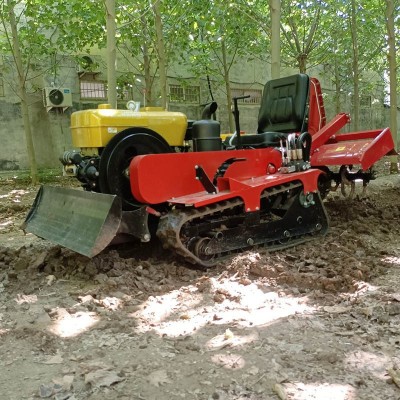 果園柴油農用微耕機大棚苗圃座駕式旋耕機水旱兩用履帶式微耕機